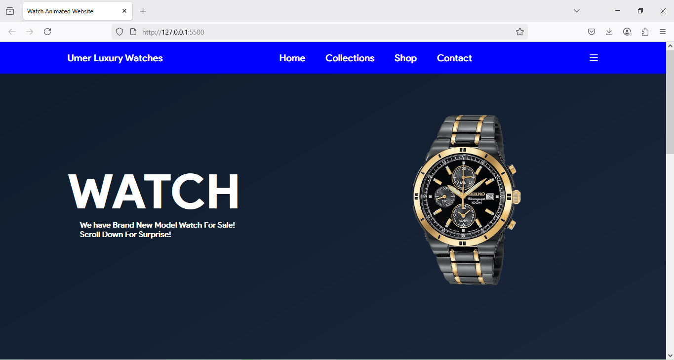 3D Animated Watch Website