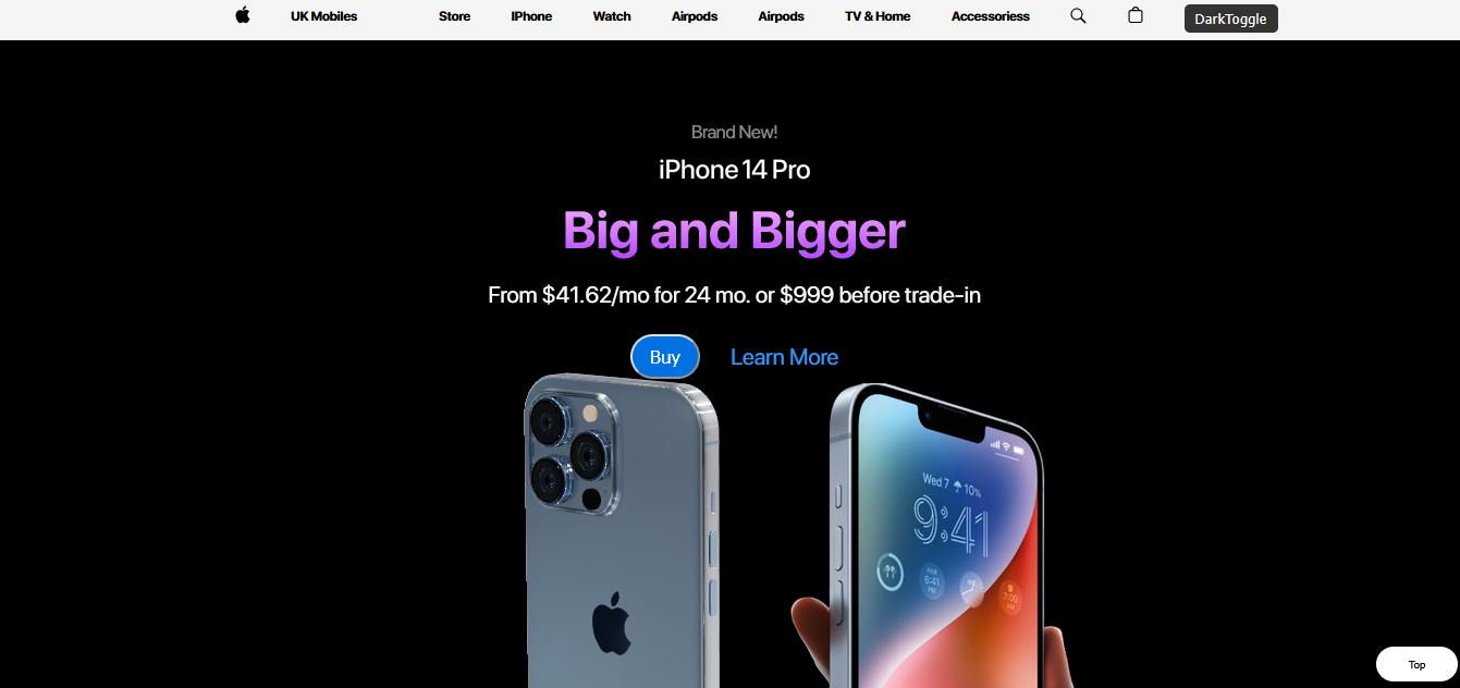 3D Animated Iphone Website